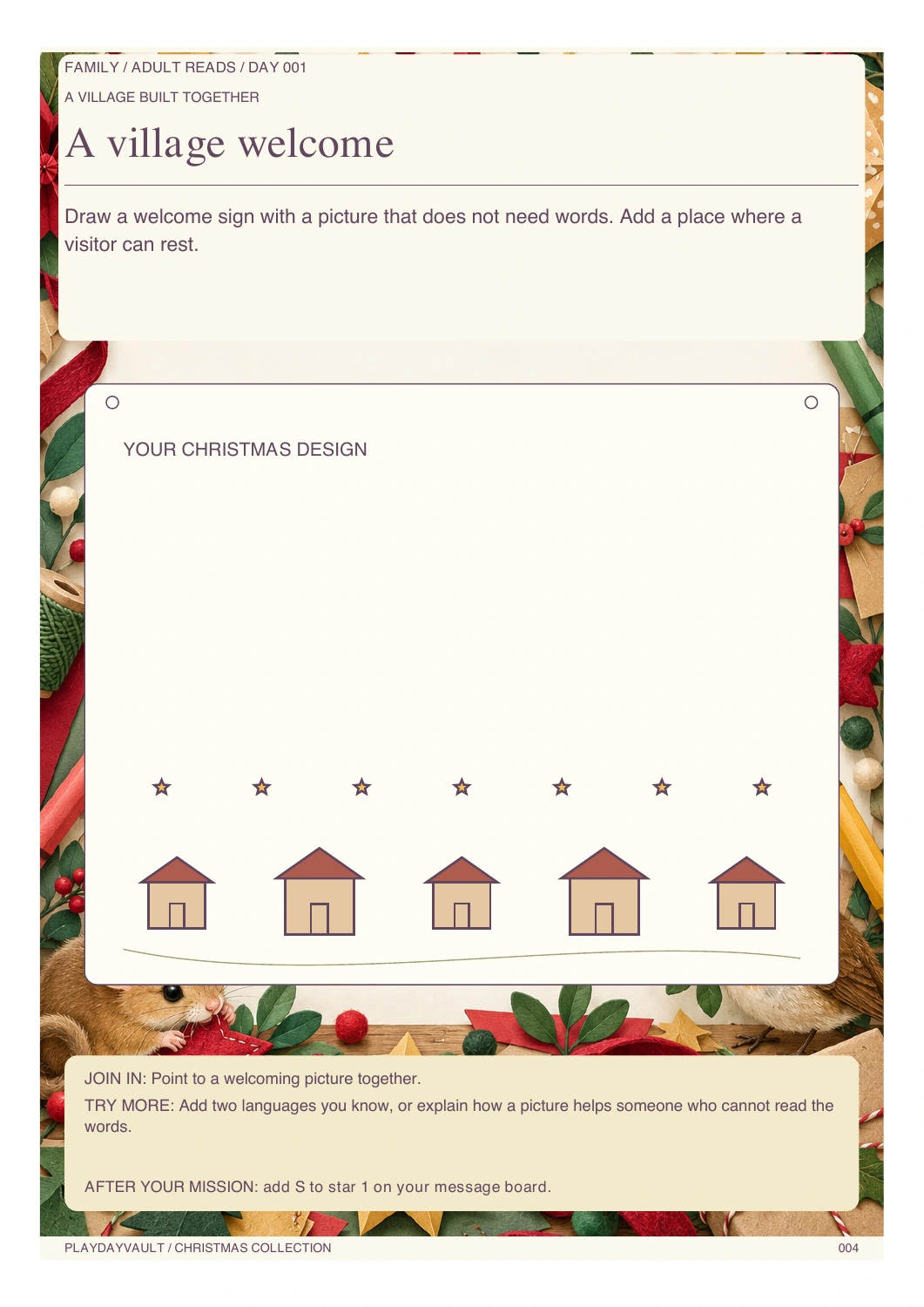Actual player or planner page 4: 24 Days to Star Lantern Night.