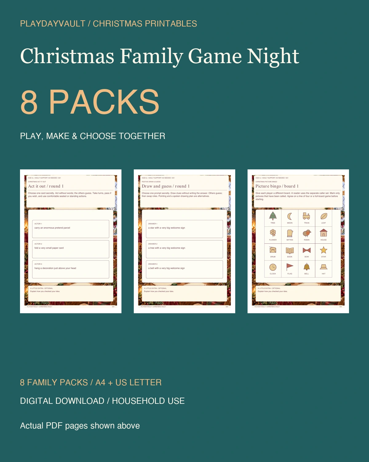 Christmas Family Game Night: printable collection cover