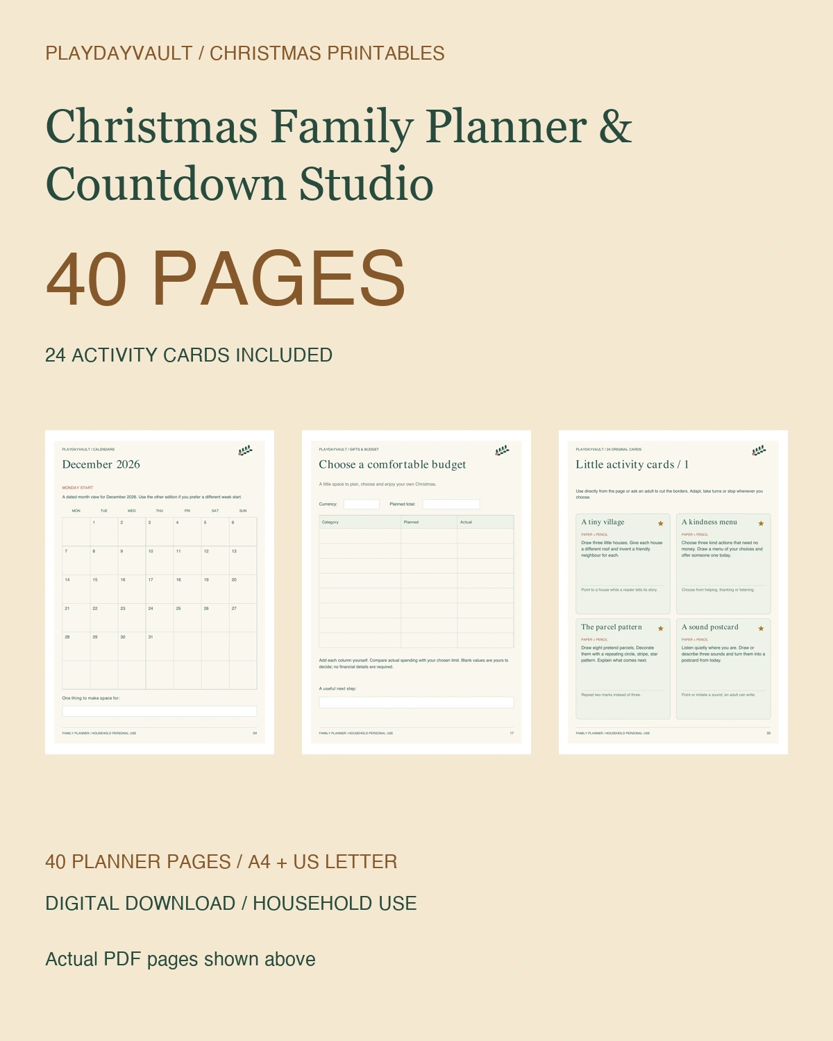 Christmas Family Planner & Countdown Studio: printable collection cover