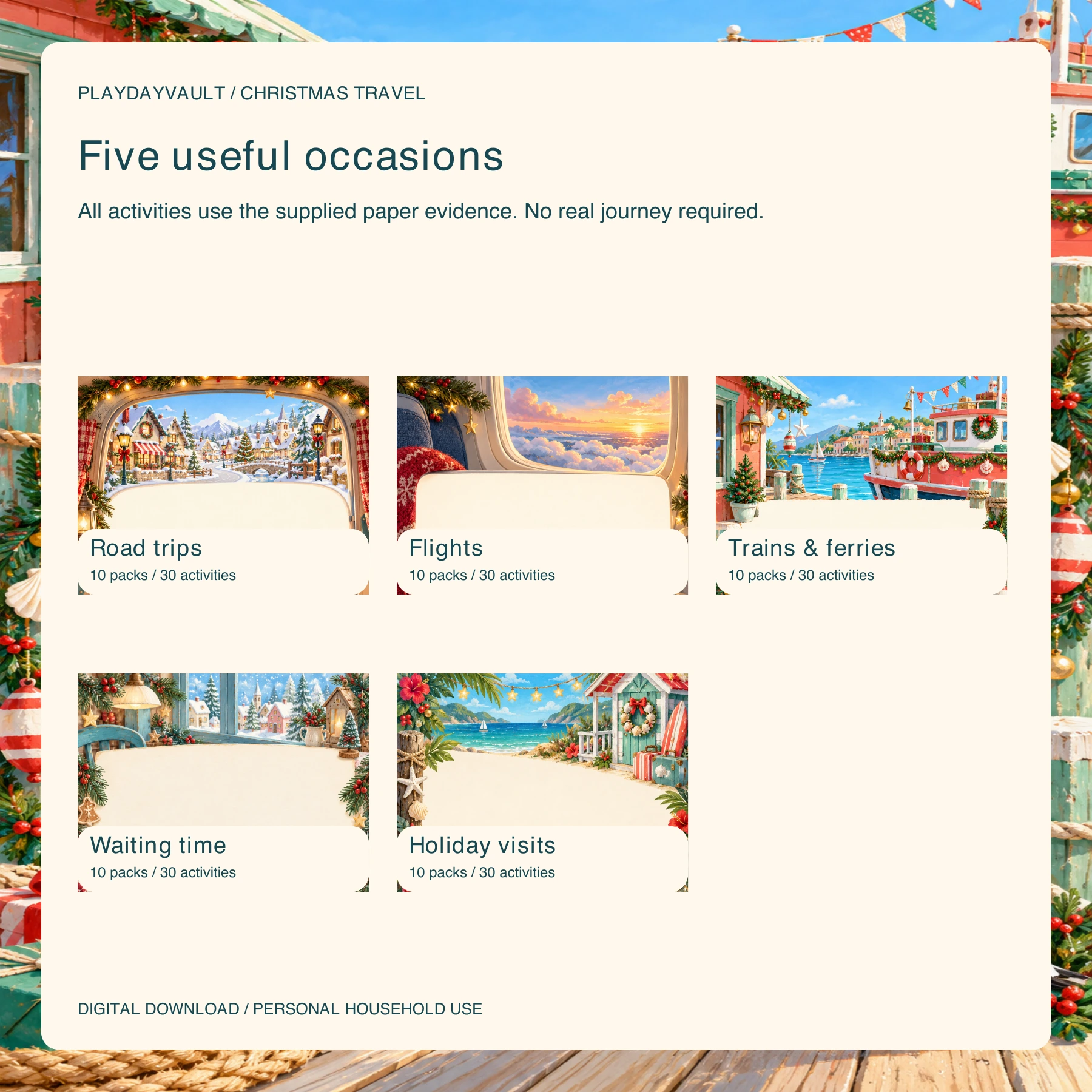 Five travel and waiting occasions