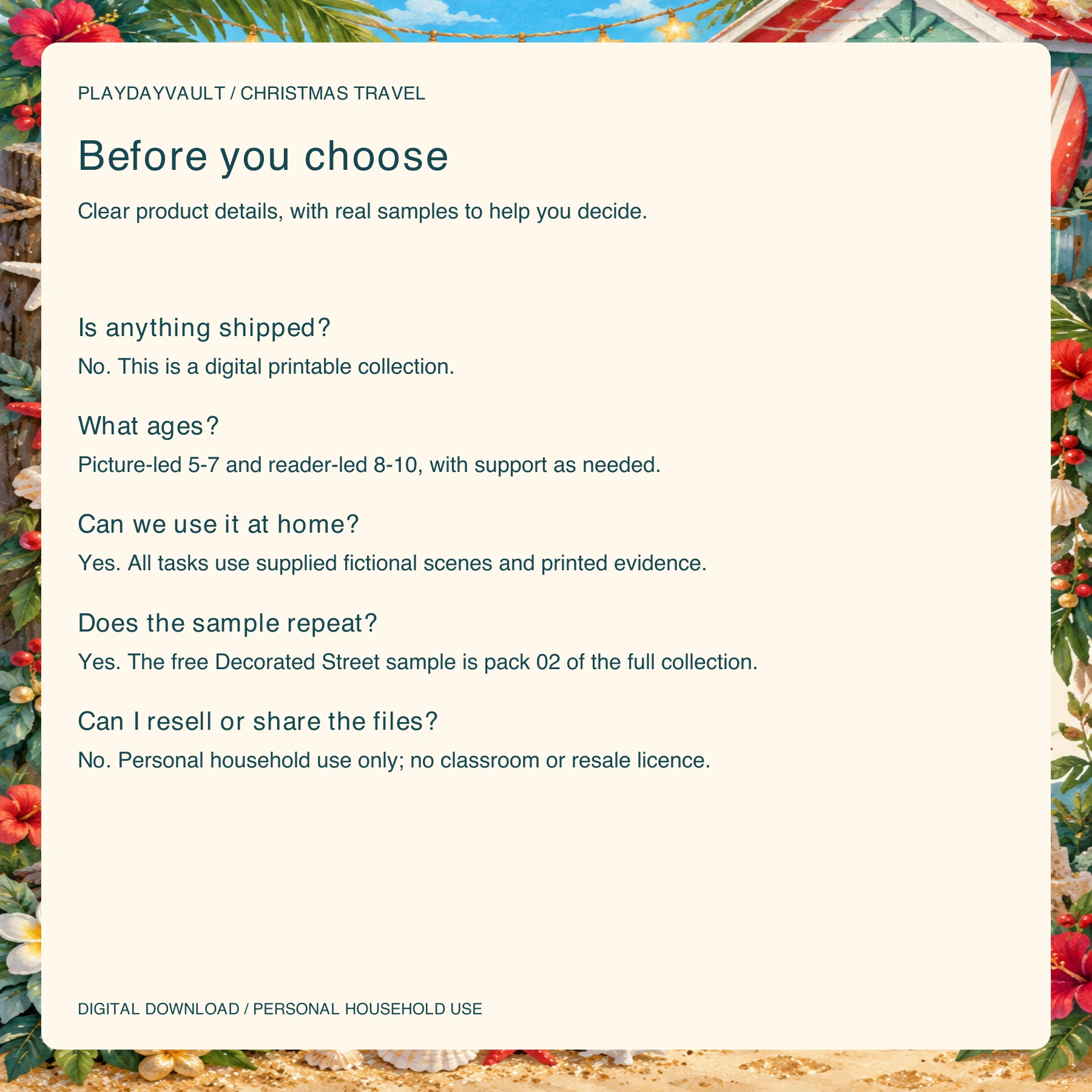 Digital download and household-use details