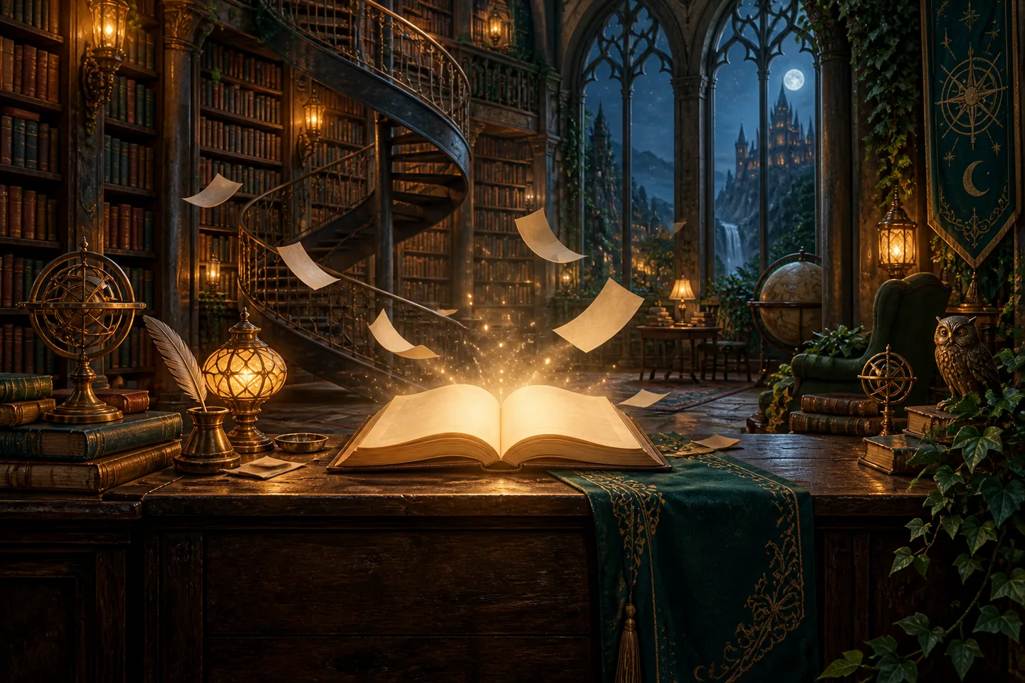 The Ink & Feather illustrated game artwork