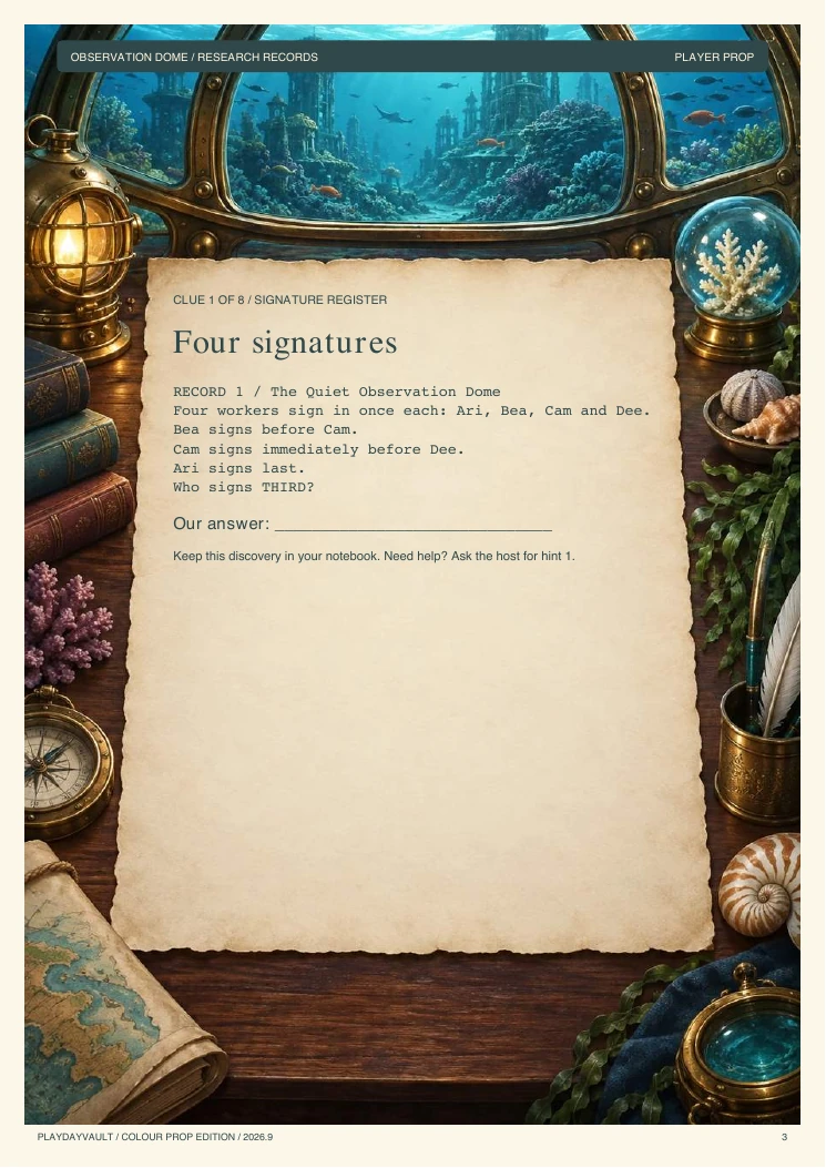 A real page from the game: Coral City Signal.