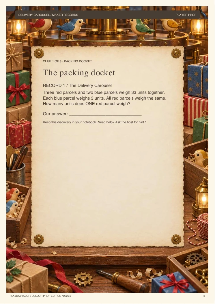 A real page from the game: Toy Workshop Takeover.