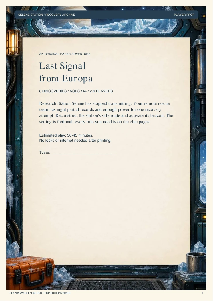 Your player booklet: Reopen the Selene recovery archive.