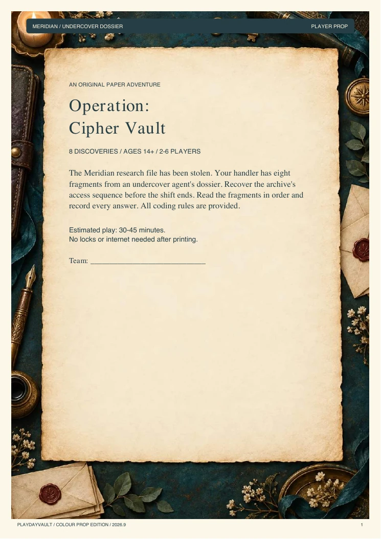 Your player booklet: Open the Meridian dossier.