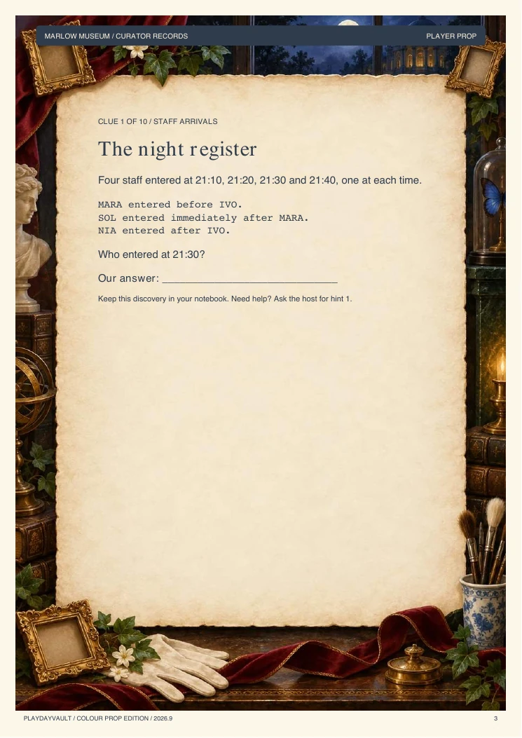 A real page from the game: Recover the Glass Garden’s heart.