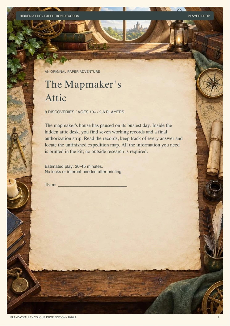 Your player booklet: The Mapmaker’s Attic.