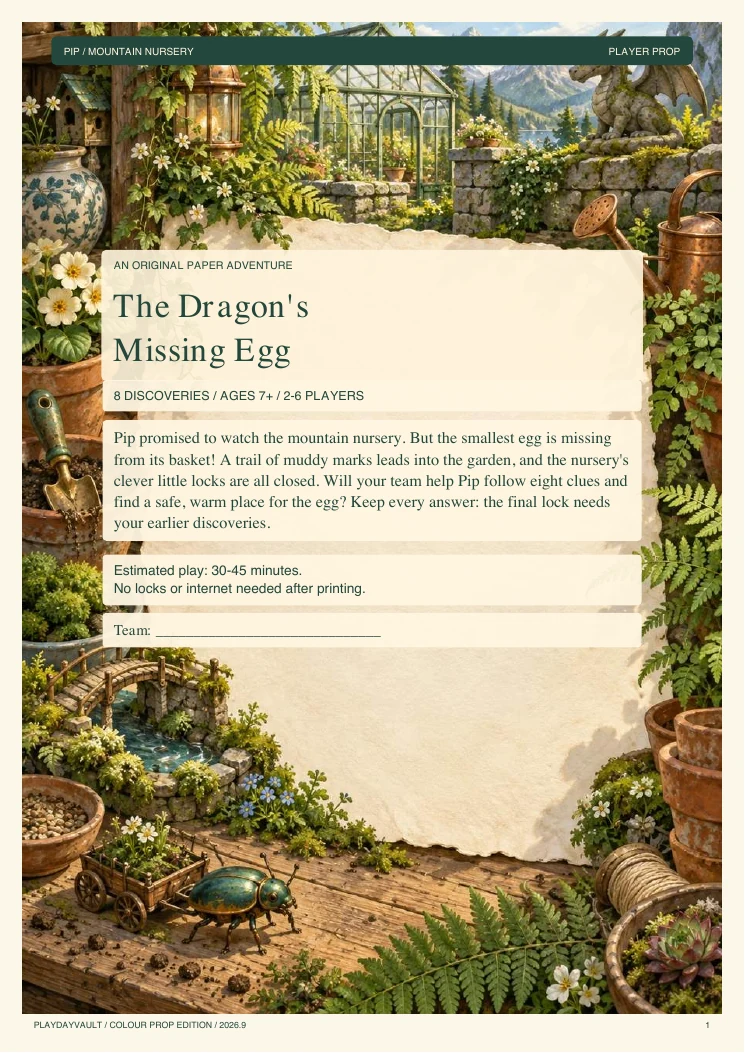 Your player booklet: Step into Pip’s mountain nursery.