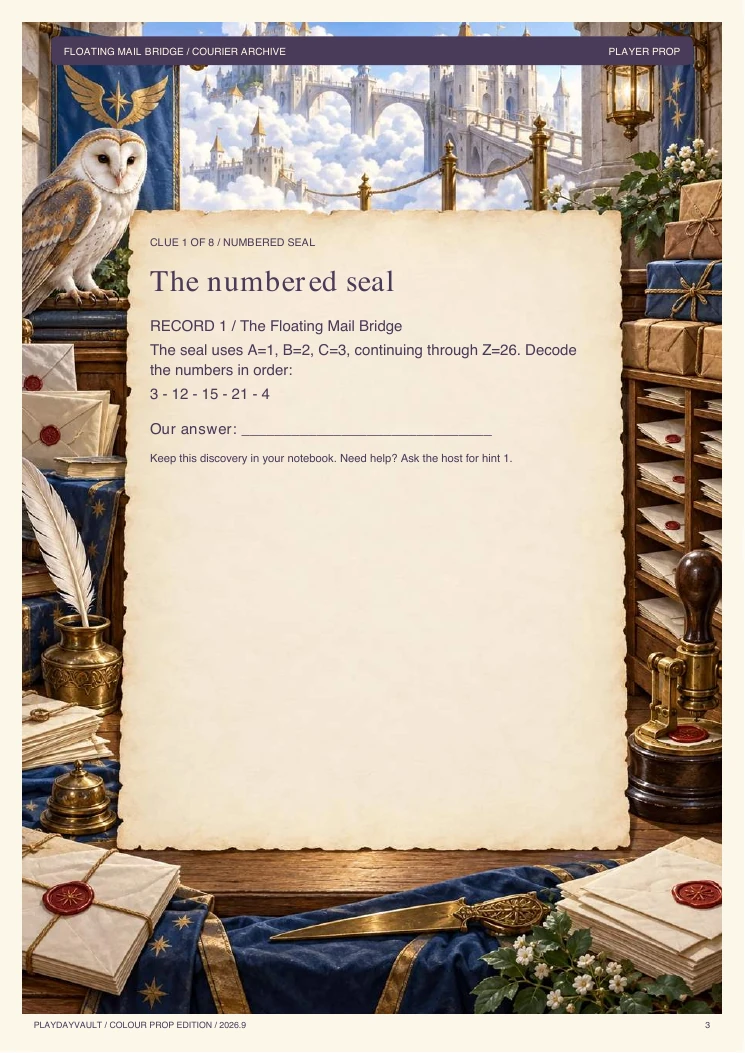 A real page from the game: Restore the floating mail bridge.