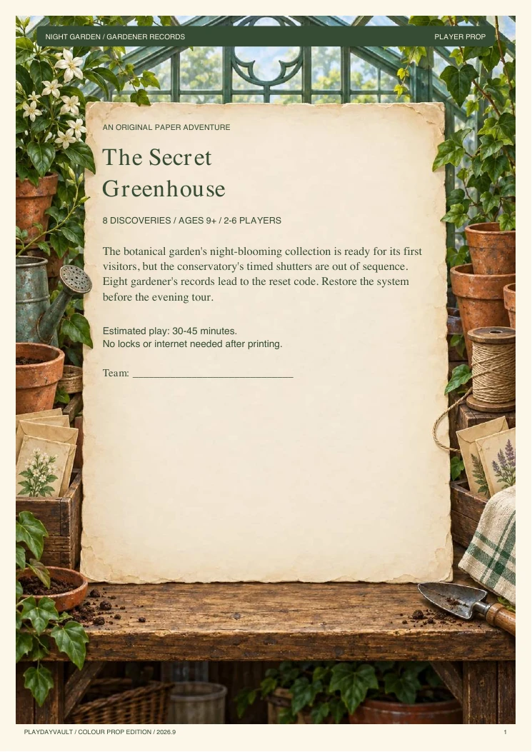 Your player booklet: Prepare the night garden.
