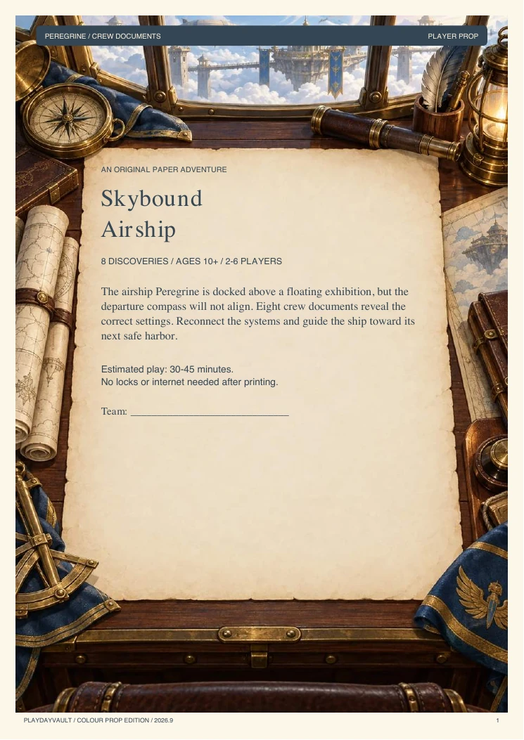 Your player booklet: Open the Peregrine crew papers.