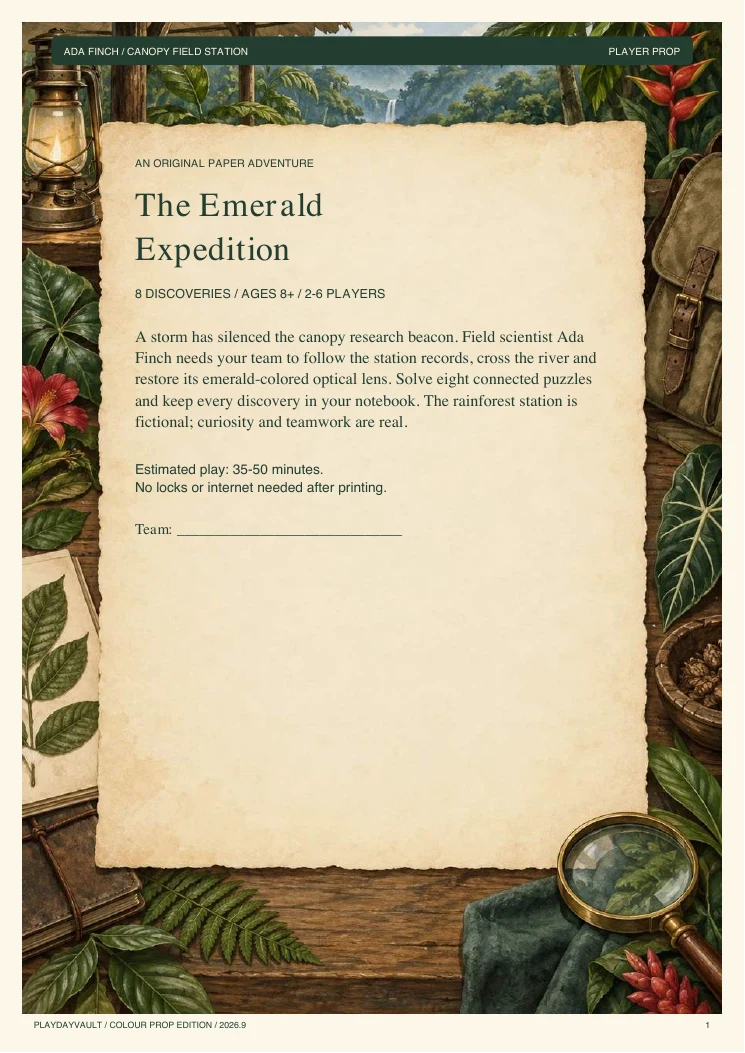 Your player booklet: Open Ada Finch’s field papers.