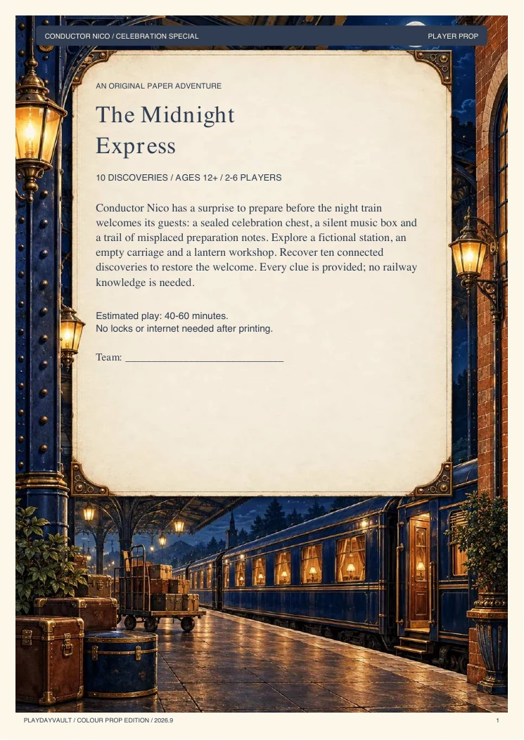 Your player booklet: Prepare a welcome on the night train.